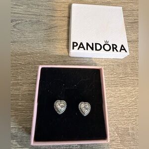 Pandora Silver Heart Stud Earrings